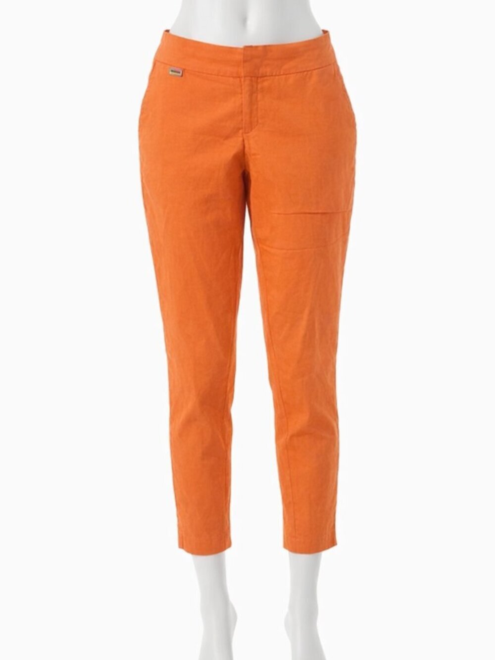 Alfani Orange Pull On Cropped Pants Tummy Control Stretch Capri Size 8